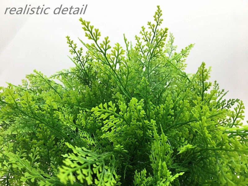LOVENIMEN Artificial Fern Shrubs, Fake Plastic Persian Green Leaves Plants Greenery Grass Simulation Bushes Outdoor Indoor Home Garden Verandah Parterre Table Centerpieces Arrangements Decoration 8 pcs - Image 5