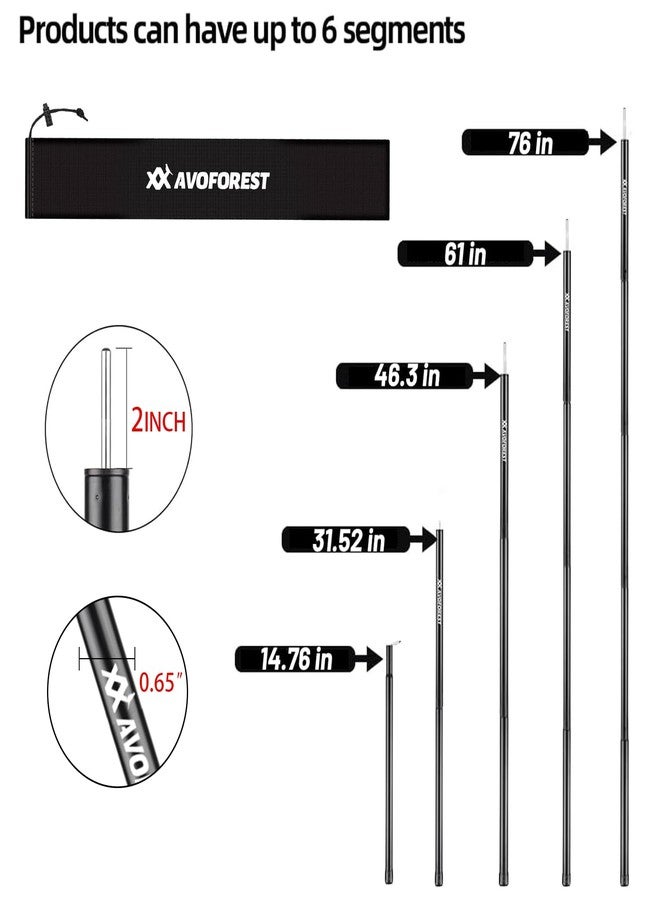 AVOFOREST Tent Poles for Tarp, Camping Tent Tarps Poles Adjustable Camping Accessories 76in Heavy Duty Poles Thicker Tent Pole with a Diameter of 0.65in for Backpacking Hiking Awning - Image 3