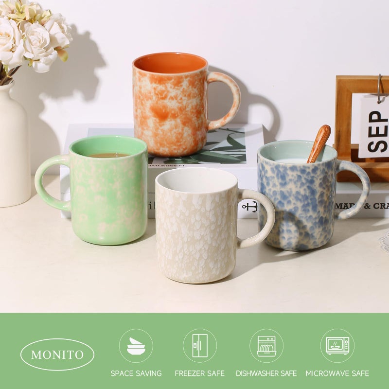 MONITO 17 OZ Coffee Mugs Set of 4, Ceramic Modern Coffee Mugs Set with handle for Tea/Latte/Milk/Cocoa. - Image 3