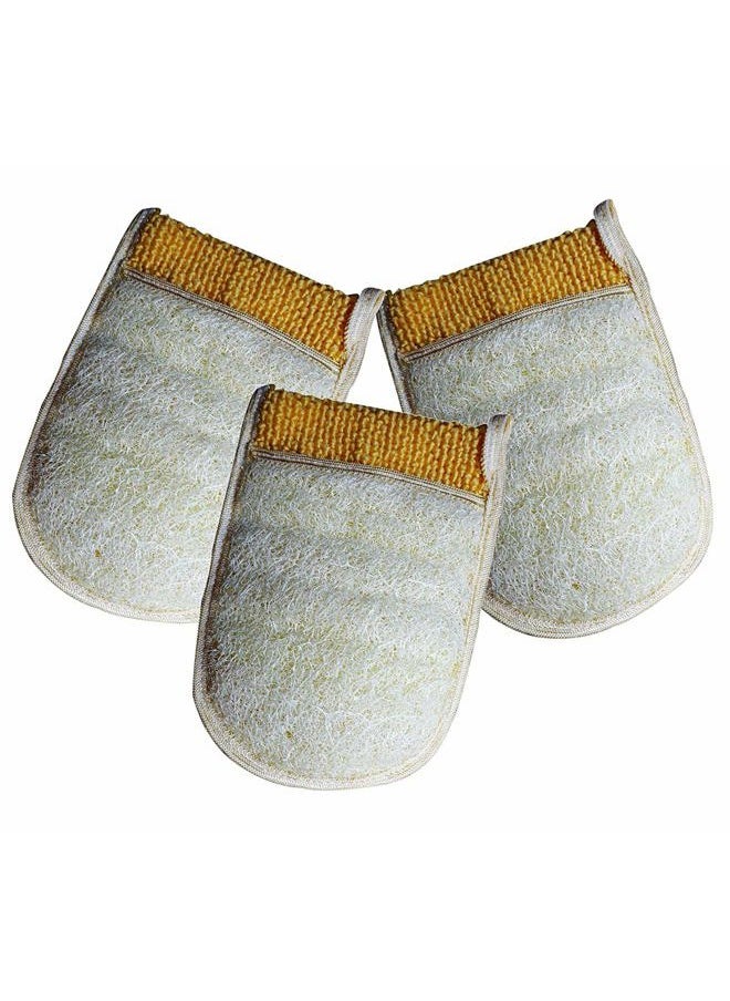 bonballoon - 3 Pack 7" x 5.8" (17.5 x 14.5 cm) Bath Loofah Luffa Loffa Lofa Loofa Pads Pad Mitt Bath Pouf Mesh Exfoliating Shower Egyptian Scrubber Sponge 100% Natural Organic SPA Beauty Body Luxurious Premium - Image 1