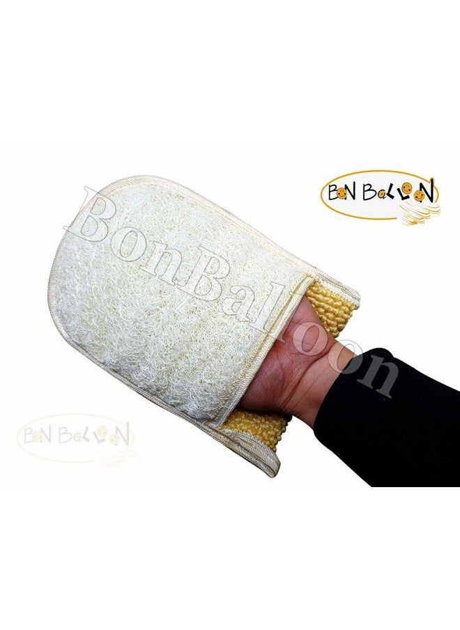bonballoon - 3 Pack 7" x 5.8" (17.5 x 14.5 cm) Bath Loofah Luffa Loffa Lofa Loofa Pads Pad Mitt Bath Pouf Mesh Exfoliating Shower Egyptian Scrubber Sponge 100% Natural Organic SPA Beauty Body Luxurious Premium - Image 1