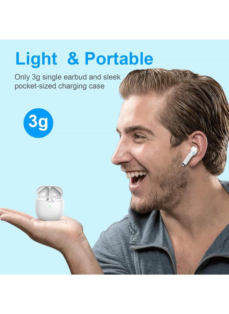 lekikpo Wireless Earbuds, Bluetooth 5.4 Headphones In Ear with Noise Cancelling Mic, Bluetooth Earbuds Stereo Bass, IP7 Waterproof Sports Earphones, 32H Playtime USB C Charging White Ear Buds for Android iOS-White  - Image 2