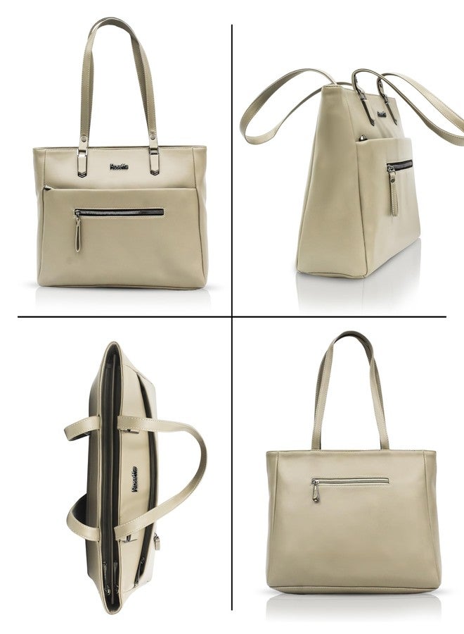 روزيتا حقيبة يد نسائية من روزيتا مع مجموعة هدايا للعناية بالبشرة بالأعشاب | حقيبة كتف من الجلد النباتي مع جل للوجه، جل استحمام، لوشن الصبار، وملح استحمام | هدية مثالية للنساء (بيج) - Image 5