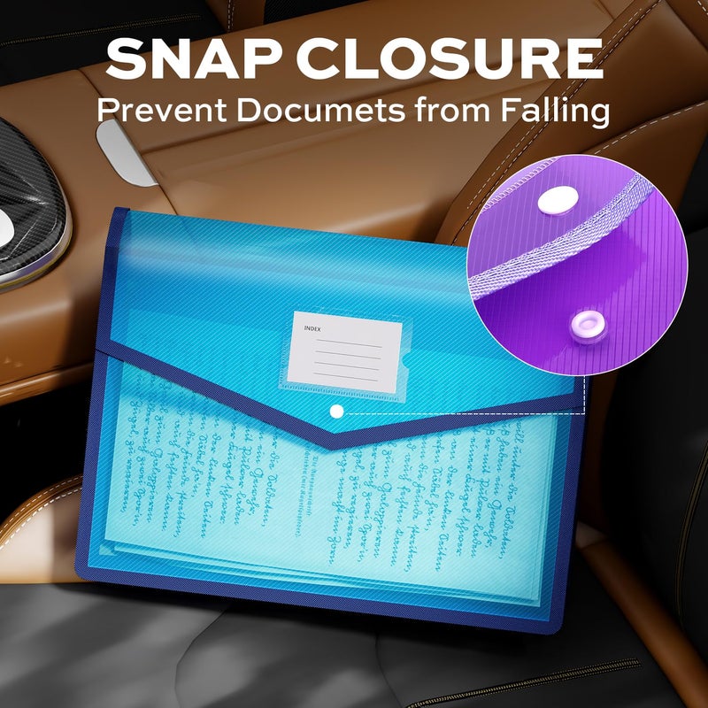 Deli 10 Pack Plastic Expanding File Folder, Folders for Documents with Snap Closure, Colorful File Folder Organizer, Transparent Accordion File Organizer, Large Capacity, Fit Letter/A4 Size, 9 Colors - Image 4