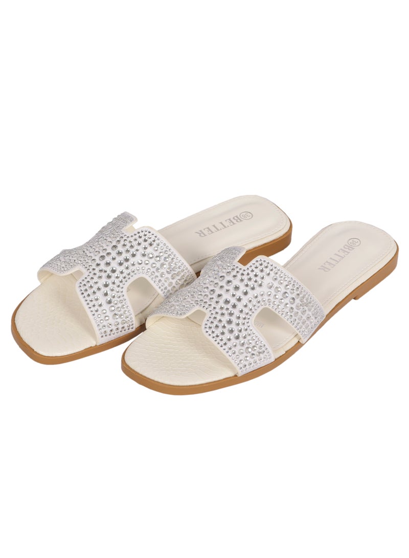 Better Ladies Flat Sandal White  - Image 1