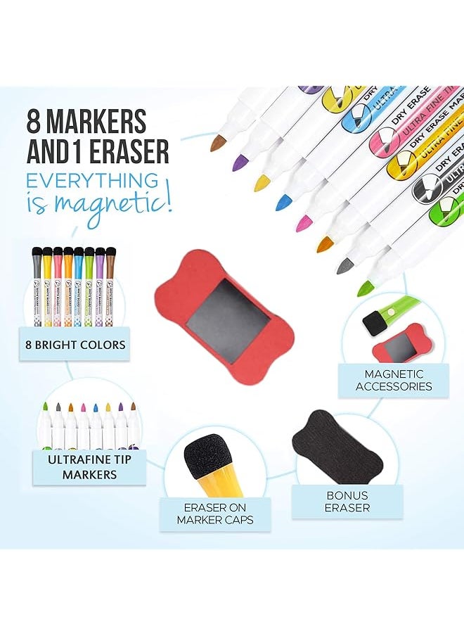 erorex - Magnetic Dry Erase Calendar Whiteboard 3Pcs Set Of Monthly Fridge Calendar And Today List Magnetic Weekly Planner With Notepad Comes With 8 Markers And 1 Eraser For Agenda Planner To Do List - Image 1