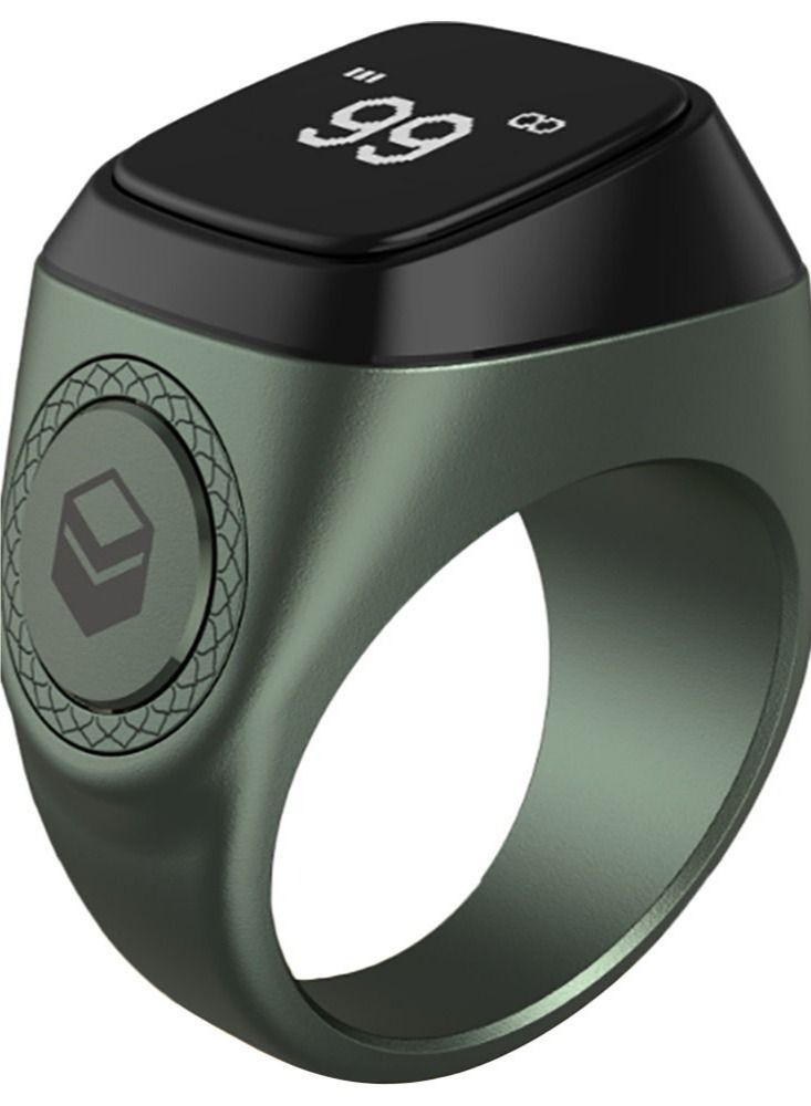 حلقة عداد Tasbih الذكية المقاومة للماء للمسلمين Zikr Digital Tasbeeh 5 تذكير بوقت الصلاة بلوتوث قابل للضبط 22 مللي متر أخضر - Image 1