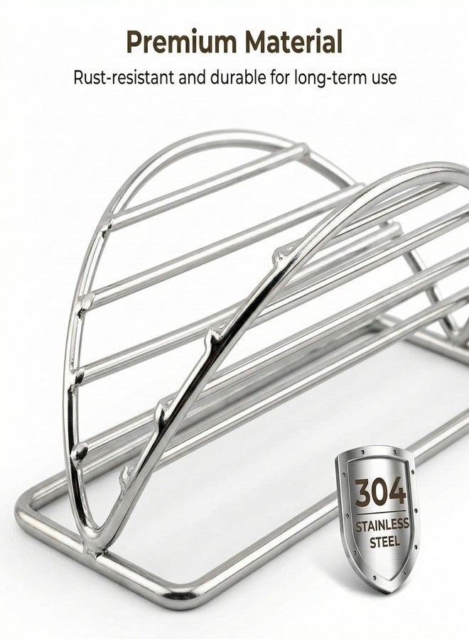Varku 4 Pcs Taco Holder Stand, Stainless Steel Metal Taco Rack Tray V-Shaped Multi-Layer Taco Rack for Soft & Hard Shell Tacos,Stable and Rust-Resistant, Easy to Clean,Includes 4 Taco Holders - Image 4
