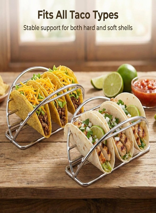 Varku 4 Pcs Taco Holder Stand, Stainless Steel Metal Taco Rack Tray V-Shaped Multi-Layer Taco Rack for Soft & Hard Shell Tacos,Stable and Rust-Resistant, Easy to Clean,Includes 4 Taco Holders - Image 3
