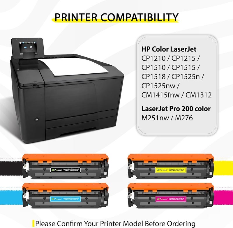 Prospect Toner 131A Cf210A Cf211A Cf212A Cf213A 128A Ce320A Ce321A Ce322A Ce323A 125A Cb540A Cb541 Cb542A Cb543A Compaitble With 131A 128A 125A Hp Models Full Set (4-Pack) Black Cyan Yellow Magenta - Image 3
