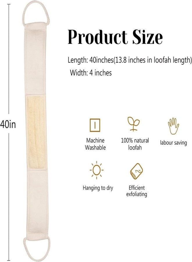 Inmorven Natural Loofah Exfoliating Back Scrubber for Shower Set (40 inch), Loofah for Men Women Sponge Pads & Body Sponge Scrubber, Deep Clean & Invigorate Your Skin, Beige - Image 2