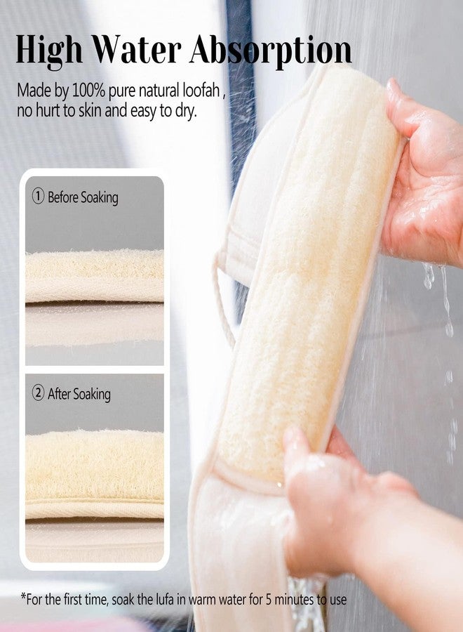 Inmorven Natural Loofah Exfoliating Back Scrubber for Shower Set (40 inch), Loofah for Men Women Sponge Pads & Body Sponge Scrubber, Deep Clean & Invigorate Your Skin, Beige - Image 3