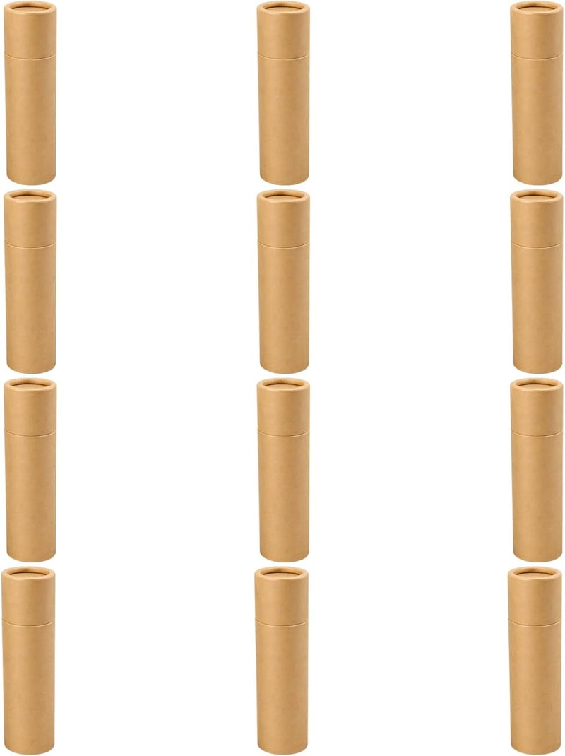 12 Pcs Push-Up Paperboard Lip Balm Tubes, 0.42 Oz 12 G Empty Cardboard Krafts Solid Perfume, Brown Deodorant Containers For Diy Lipsticks, Lotion , Cosmetics - Image 1