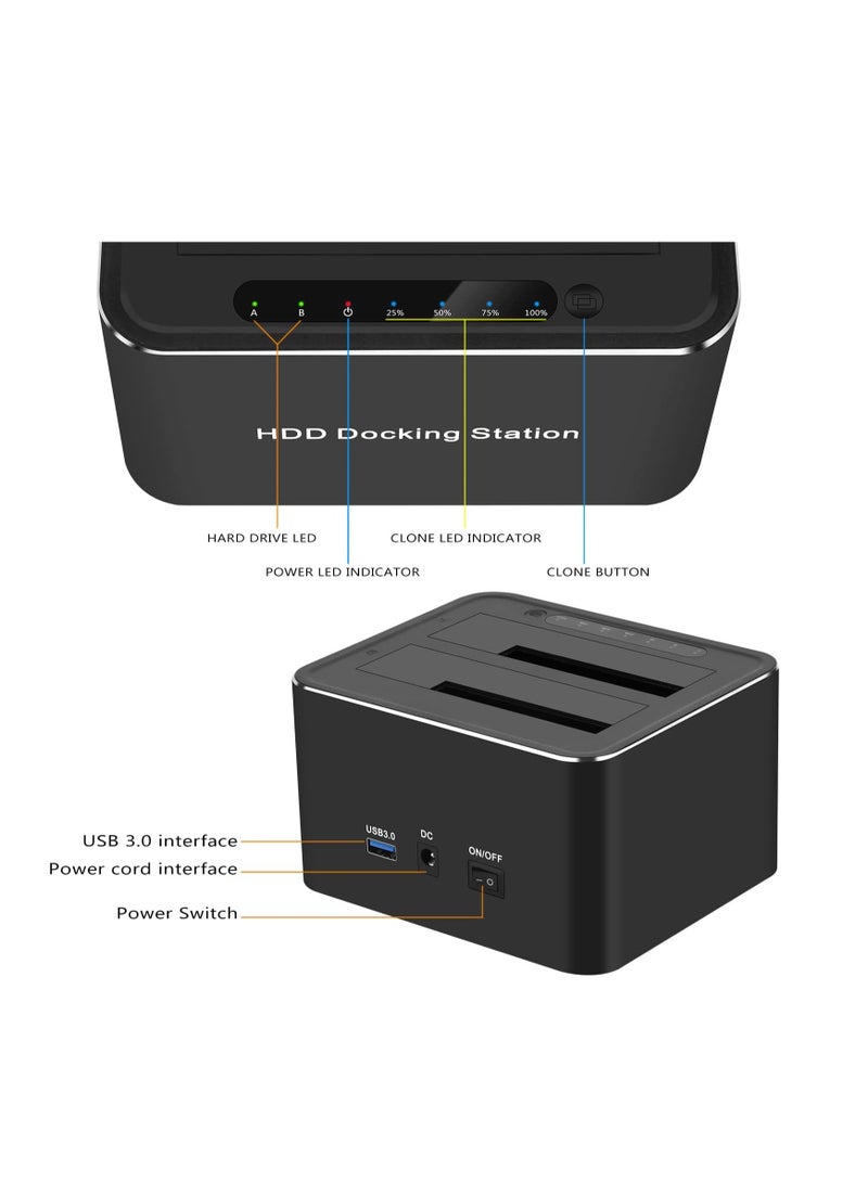 Terabyte Dual-bay Hard Disk Drive Docking Station, USB 3.0, Black, Compatible with 2.5" and 3.5" HDDs and SSDs, Plug and Play, Offline Copy, Fast Data Transmission, Safe & Reliable - Image 4