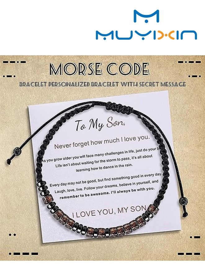 Muyixin أنا أحبك مورس كود سوار قابل للتعديل ملهمة مطرز مورس أساور العودة إلى المدرسة سوار اليوم الأول من المدرسة سوار هدية للحفيد - Image 1