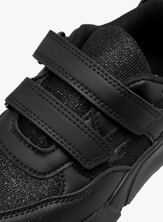 Dash Panelled School Shoes with Hook and Loop Closure