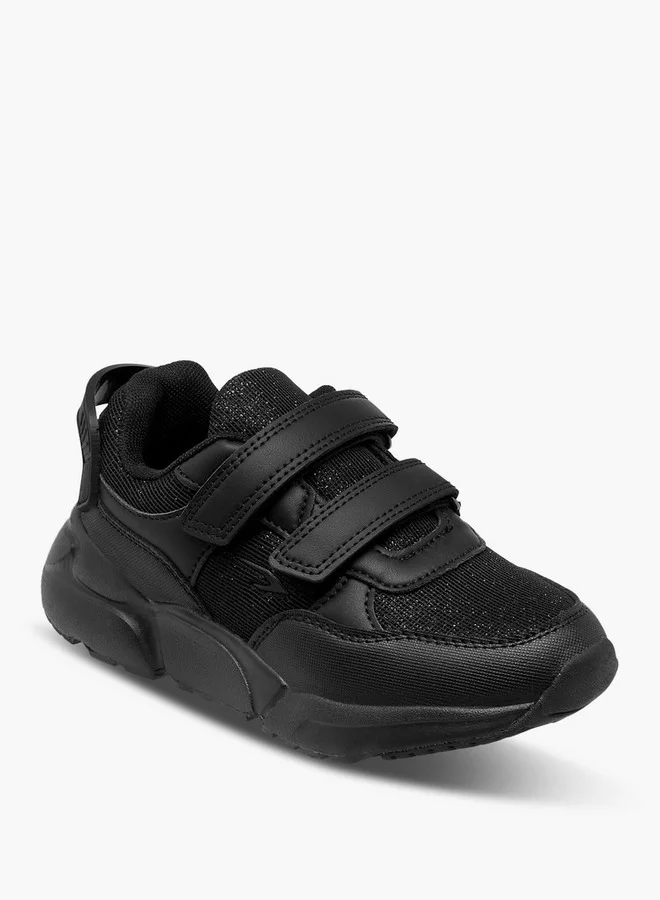 Dash Panelled School Shoes with Hook and Loop Closure
