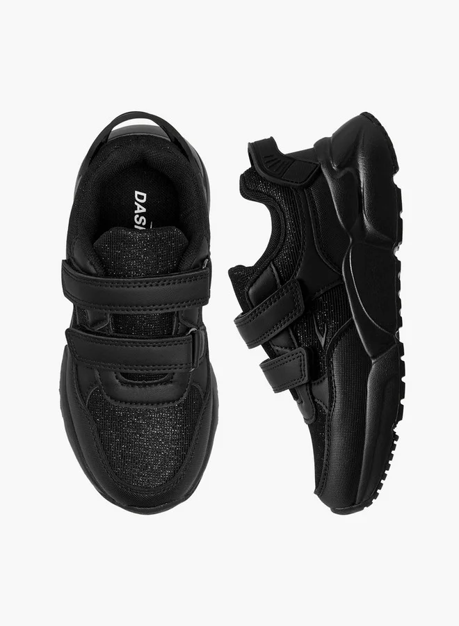 داش Panelled School Shoes with Hook and Loop Closure