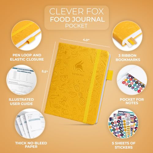 Clever Fox Food Journal Pocket - Daily Food Diary, Meal Planner to Track Calories & Nutrients, Weight Loss Tracker Notebook, 4x5.5” (Amber Yellow) - Image 2