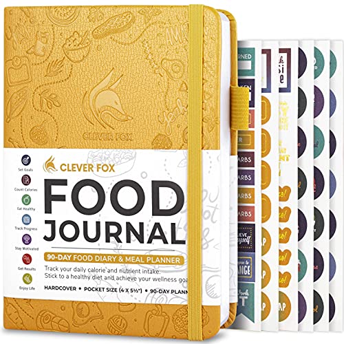 Clever Fox Food Journal Pocket - Daily Food Diary, Meal Planner to Track Calories & Nutrients, Weight Loss Tracker Notebook, 4x5.5” (Amber Yellow) - Image 1