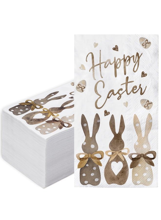 AnyDesign 100 Pack Easter Guest Napkins Bunny Print Paper Dinner Napkins Happy Easter Decorative Disposable Hand Napkins for Party Tableware Supplies, 13 x 15.7 Inch - Image 1