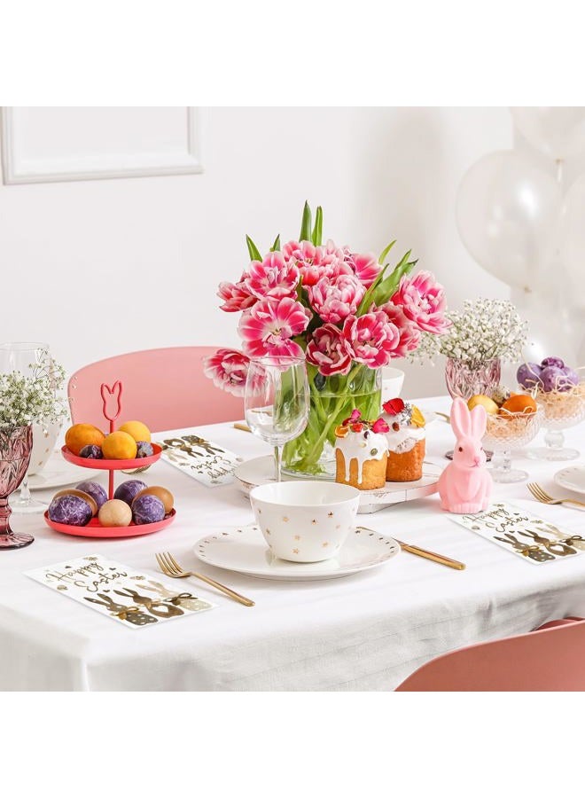 AnyDesign 100 Pack Easter Guest Napkins Bunny Print Paper Dinner Napkins Happy Easter Decorative Disposable Hand Napkins for Party Tableware Supplies, 13 x 15.7 Inch - Image 4