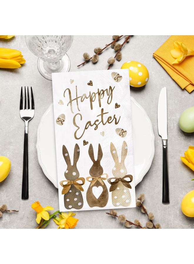 AnyDesign 100 Pack Easter Guest Napkins Bunny Print Paper Dinner Napkins Happy Easter Decorative Disposable Hand Napkins for Party Tableware Supplies, 13 x 15.7 Inch - Image 3