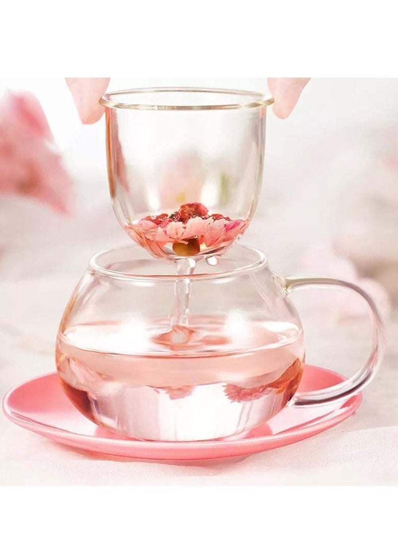 Tea Mug with Strainer Filter Infuser,for Loose Leaf Tea Mushroom Design Cute and Heat Resistant for Women Man Friends Gifts(290ML 9.6oz) (Pink)  - Image 2