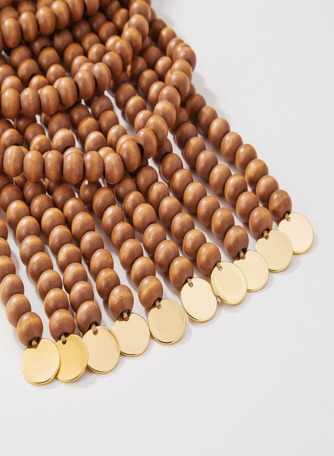 Coiris Boho African Wooden Beaded Bib Statement Choker Necklace Long Multi Strand Chunky Layered Collar Necklace for Women Handmade Jewelry(N0123) (Brown) - Image 4