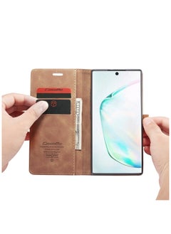 CaseMe CaseMe Samsung Galaxy Note 10 Plus Case Wallet, for Samsung Galaxy Note 10 Plus Wallet Case Book Folding Flip Folio Case with Magnetic Kickstand Card Slots Protective Cover - Brown  - Image 4