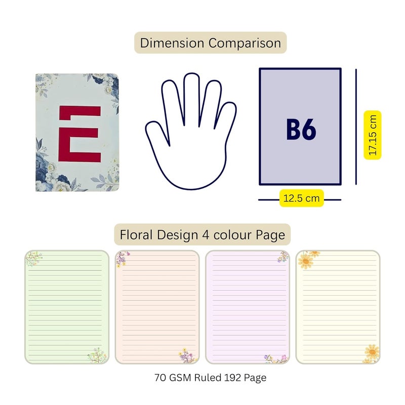 CRAFTOPIX Initial Alphabet E Lasercut Soft Bound Diary Notebook | B6 Size 6" x 4.9" Undated 192 Pages, 80 GSM | Perfect Binding Notebook for Office use, Personal Diary, Journaling - Image 4