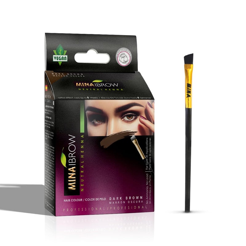 MinaiBrow Dark Brown Powder | Natural Spot Coloring Brow Tinting Kit with Brush | Water & Smudge Proof, Instant Brow Dye, 100% Gray Coverage - Image 1