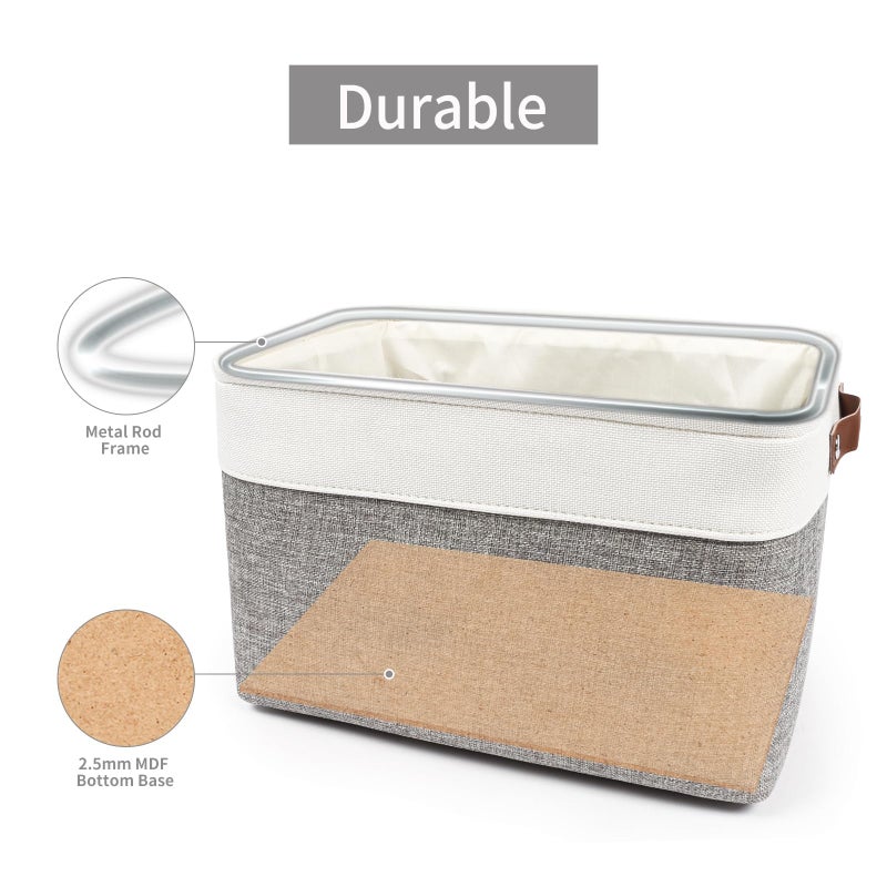 Bagnizer Storage Bins Large Fabric Storage Baskets for Shelves 3 Pack, Decorative Linen Closet Baskets with Handles for Organizing, Shelf, Clothes, Home, Office, 15x11x9.5Inches (Grey&White) - Image 4