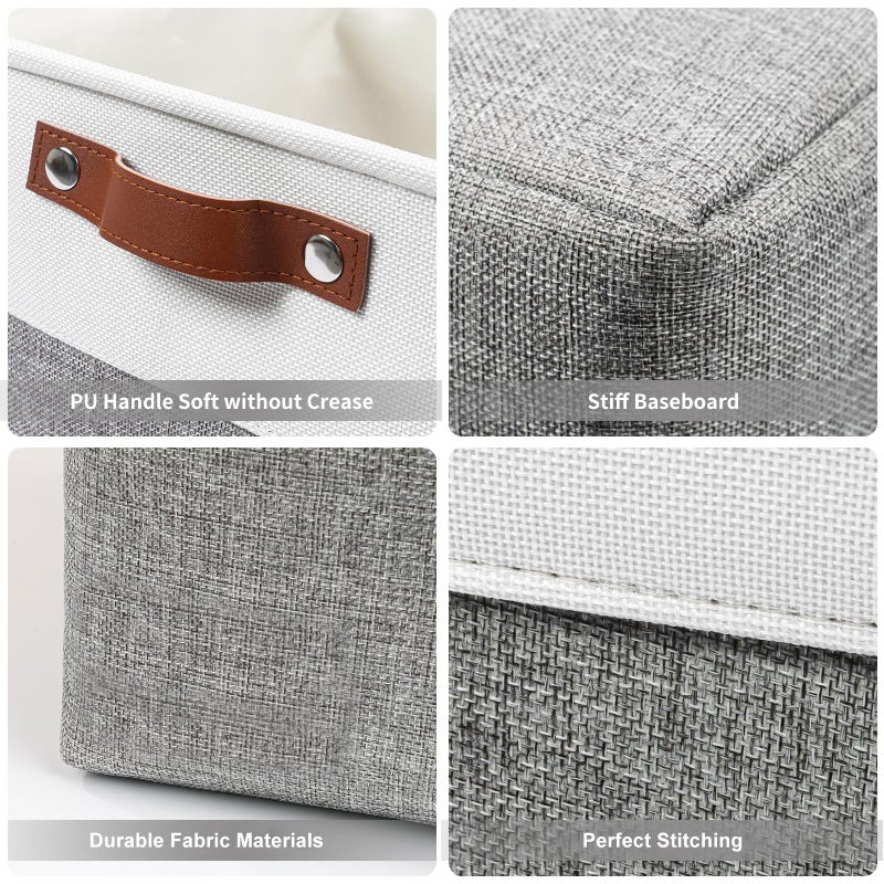 Bagnizer Storage Bins Large Fabric Storage Baskets for Shelves 3 Pack, Decorative Linen Closet Baskets with Handles for Organizing, Shelf, Clothes, Home, Office, 15x11x9.5Inches (Grey&White) - Image 5