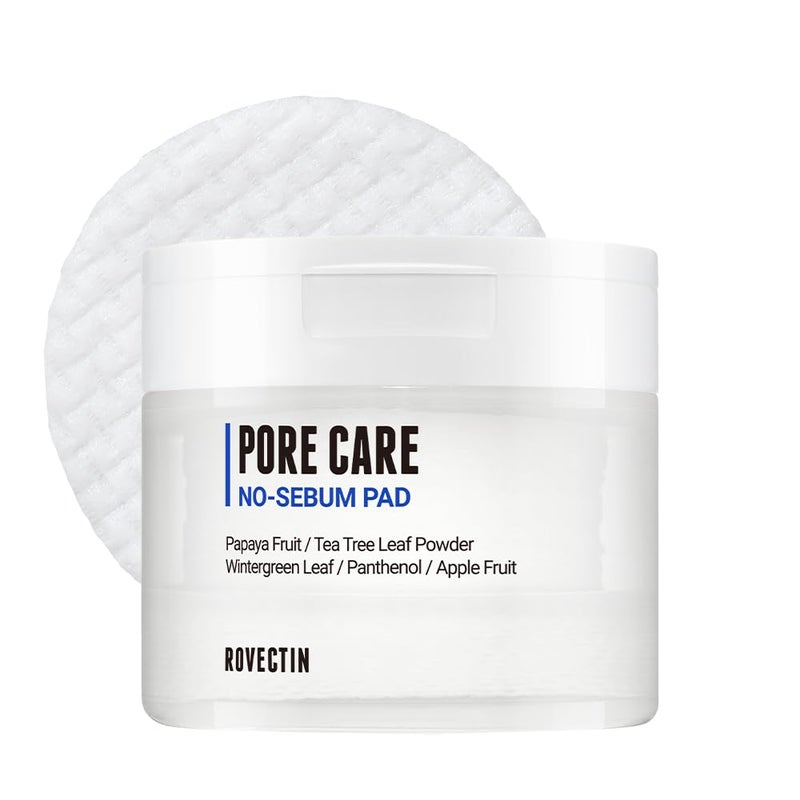ROVECTIN Pore Care No-Sebum Pad for Sebum Clearing and Pore Clearing with Green Fruit Complex, Gentle Exfoliating Pads - 60 Pads - Image 1
