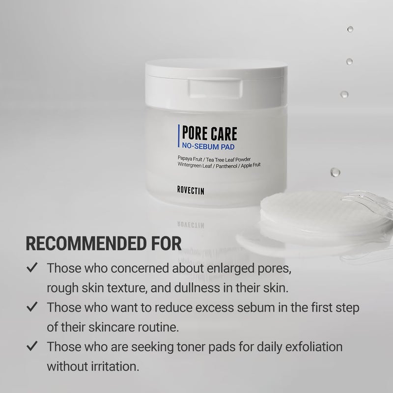ROVECTIN Pore Care No-Sebum Pad for Sebum Clearing and Pore Clearing with Green Fruit Complex, Gentle Exfoliating Pads - 60 Pads - Image 3