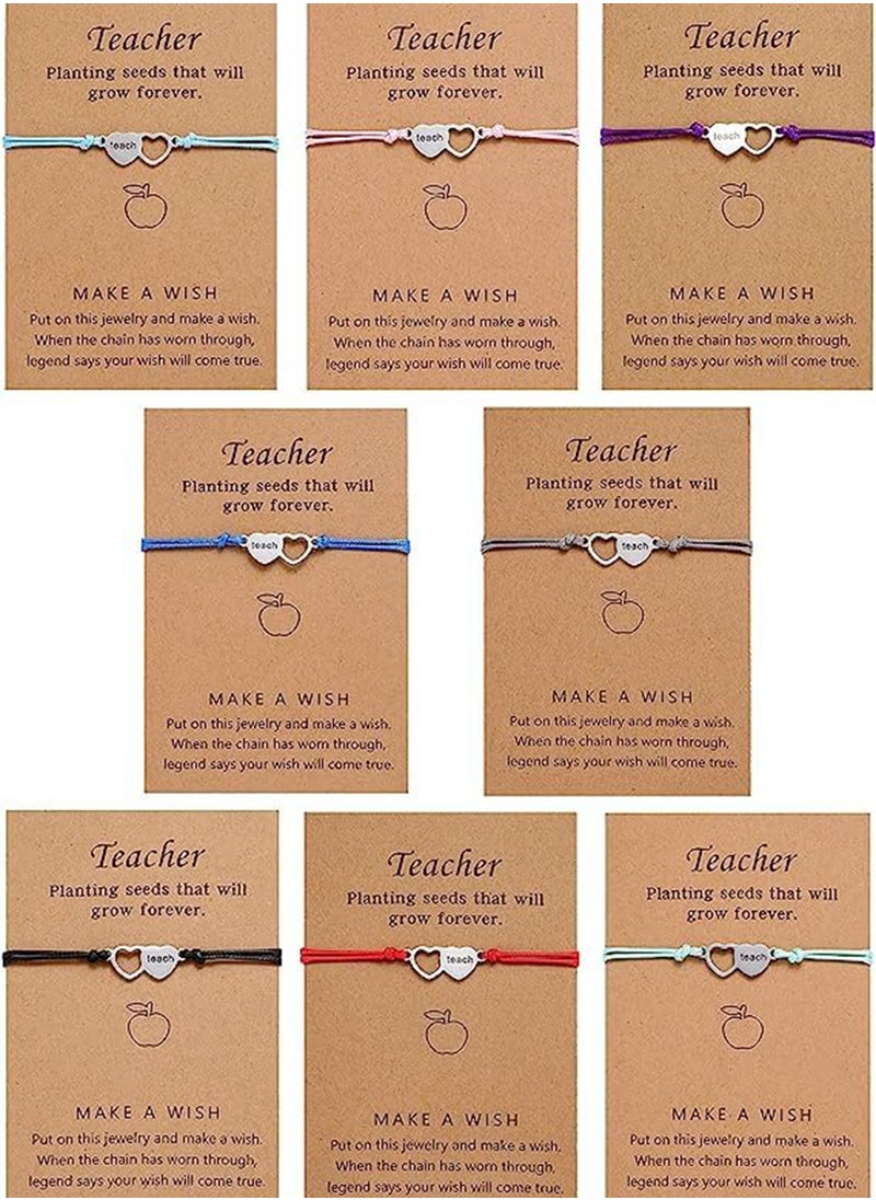 Captaintech Teacher Blessing Card Bracelets Adjustable Teaching Wish Gifts for Thank You Appreciation Graduation Birthday Day Gift  - Image 1
