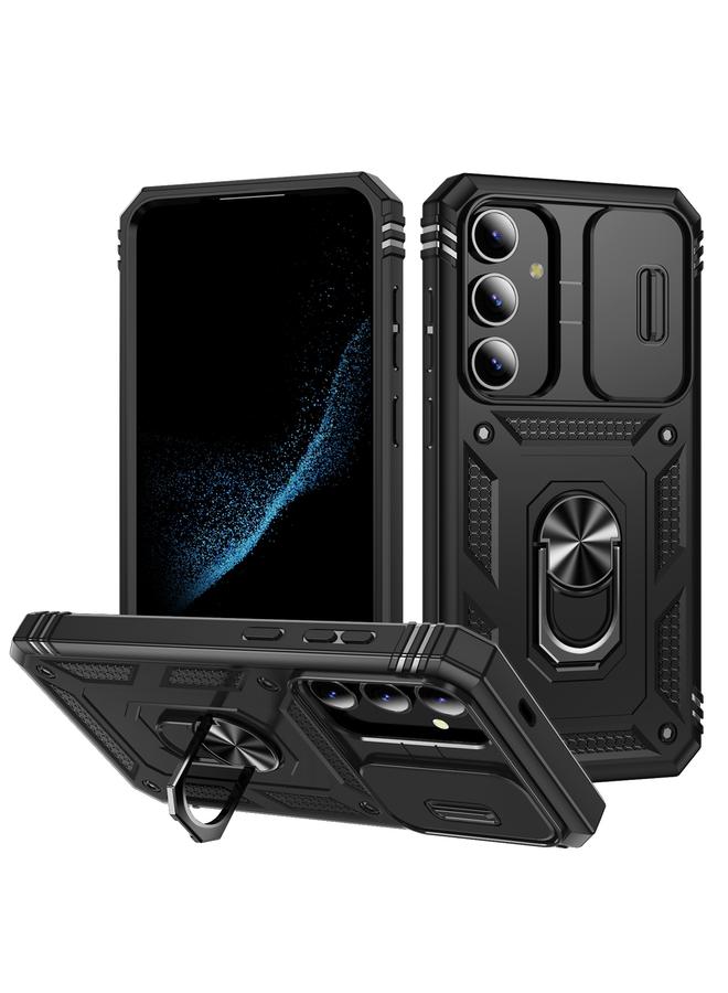 اس-توب جراب لهاتف Samsung Galaxy S24+ 5G، مزود بغطاء منزلق من مادة TPU + PC مع حامل - Image 1