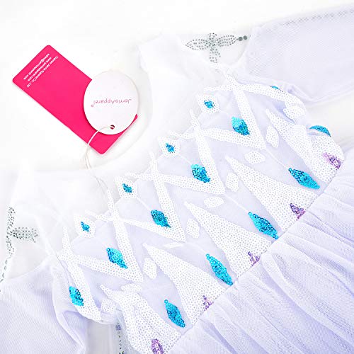 JerrisApparel Girl Princess Costume Snow Party Dress Halloween Cosplay Dress up (4T, White with Accessories) - Image 4