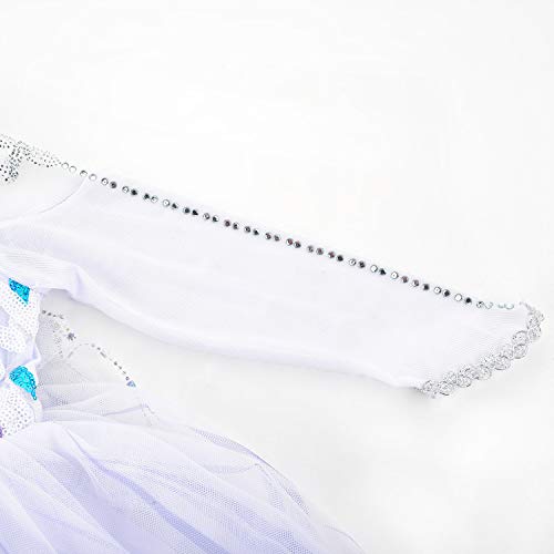 JerrisApparel Girl Princess Costume Snow Party Dress Halloween Cosplay Dress up (4T, White with Accessories) - Image 5
