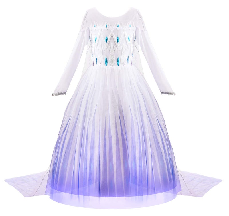 JerrisApparel Girl Princess Costume Snow Party Dress Halloween Cosplay Dress up (4T, White with Accessories) - Image 2