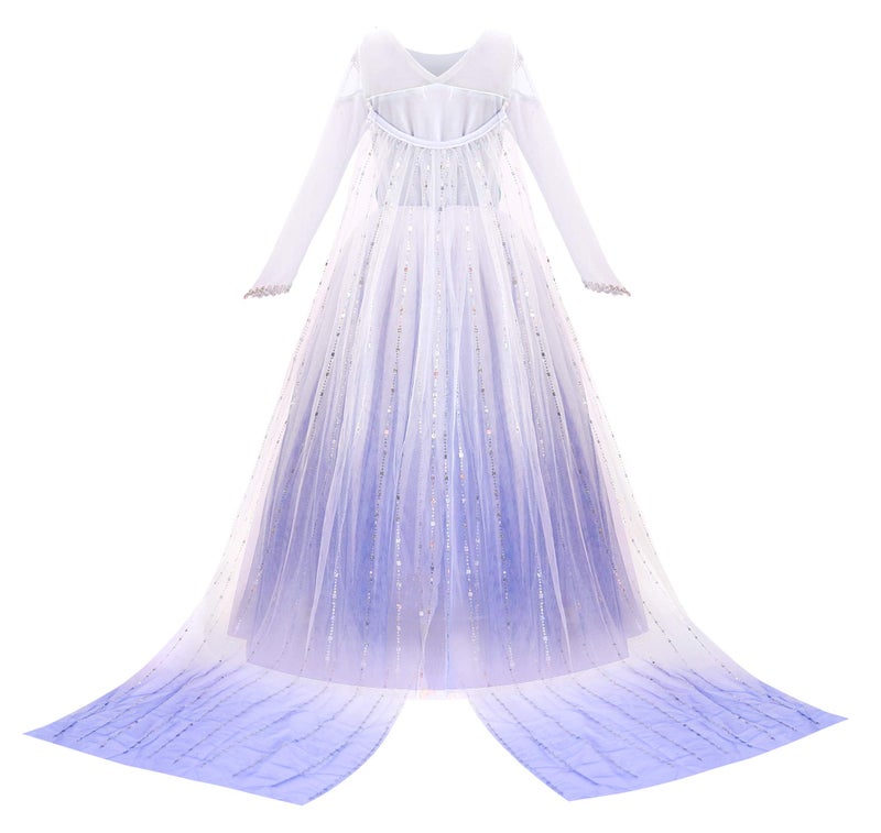 JerrisApparel Girl Princess Costume Snow Party Dress Halloween Cosplay Dress up (4T, White with Accessories) - Image 3