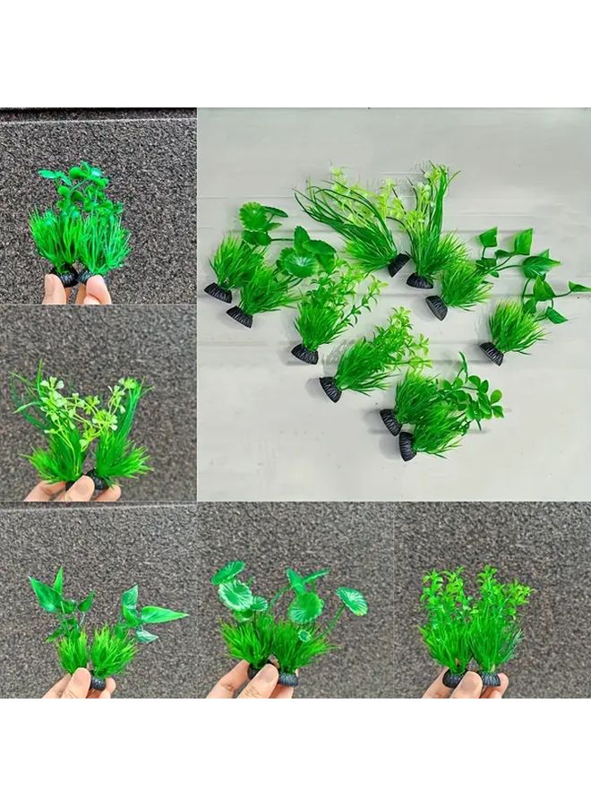 10 Pack Mixed Style Aquarium Plastic Plants Artificial Aquatic Fish Tank Decor - Image 3