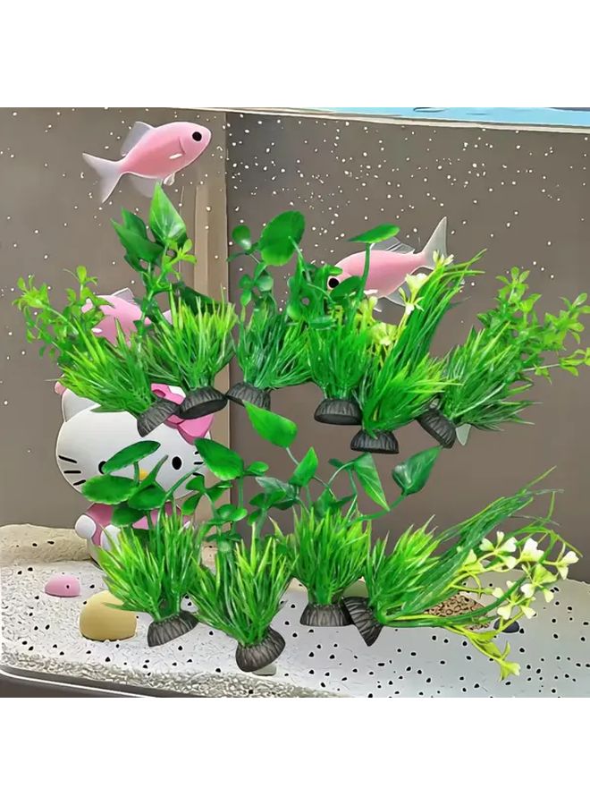10 Pack Mixed Style Aquarium Plastic Plants Artificial Aquatic Fish Tank Decor - Image 1