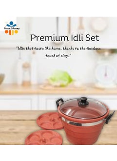 Terra Charms Terra Charms Priemum Elegantly Designed Terracotta Idly Maker with Thick Gauze and Exclusive Features Earthenware Special Idli Cooker for Good Health Benefits 15 pcs In One Time Making Idli  - Image 2
