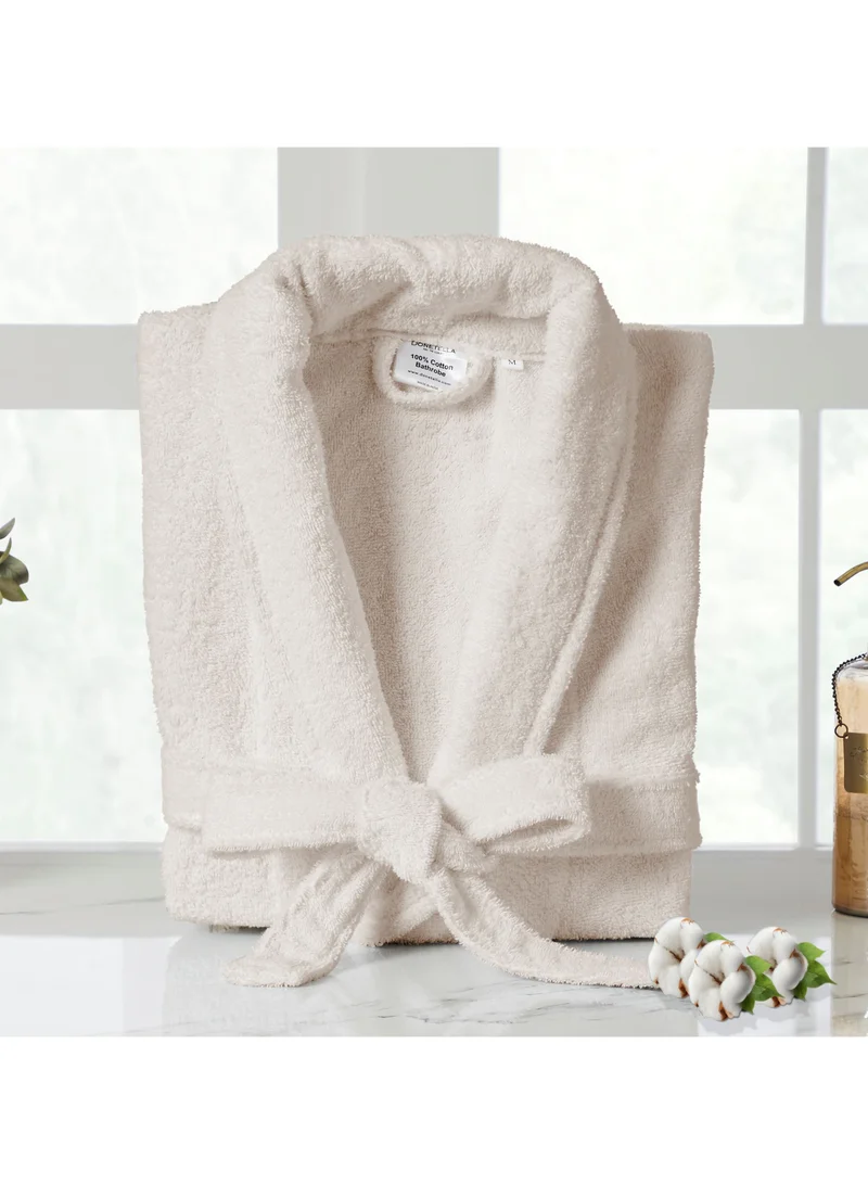 Donetella Unisex 100% Cotton Terry Bathrobe Large & Extra Large Size, 400 GSM, Luxurious & Absorbent, Ankle-Length with Shawl Collar & Pockets
