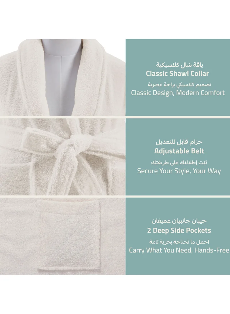 Donetella Unisex 100% Cotton Terry Bathrobe Large & Extra Large Size, 400 GSM, Luxurious & Absorbent, Ankle-Length with Shawl Collar & Pockets