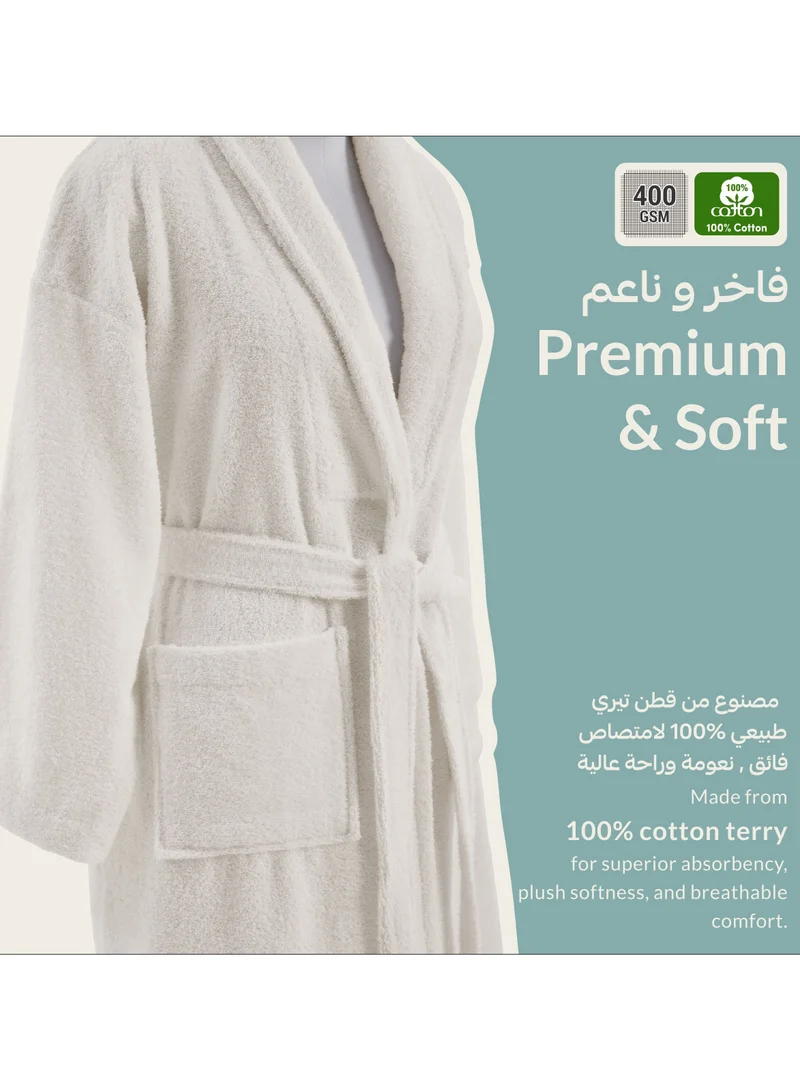 Donetella Unisex 100% Cotton Terry Bathrobe Large & Extra Large Size, 400 GSM, Luxurious & Absorbent, Ankle-Length with Shawl Collar & Pockets