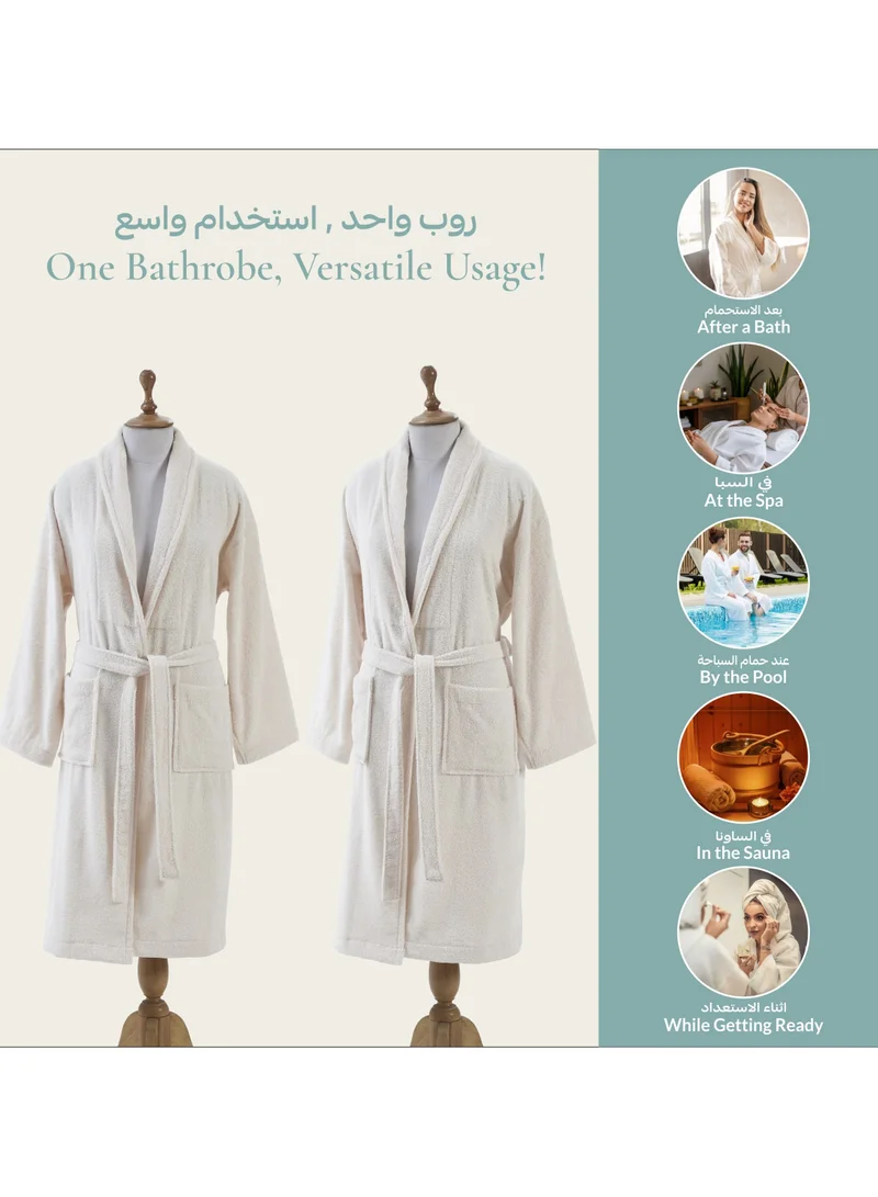Donetella Unisex 100% Cotton Terry Bathrobe Large & Extra Large Size, 400 GSM, Luxurious & Absorbent, Ankle-Length with Shawl Collar & Pockets