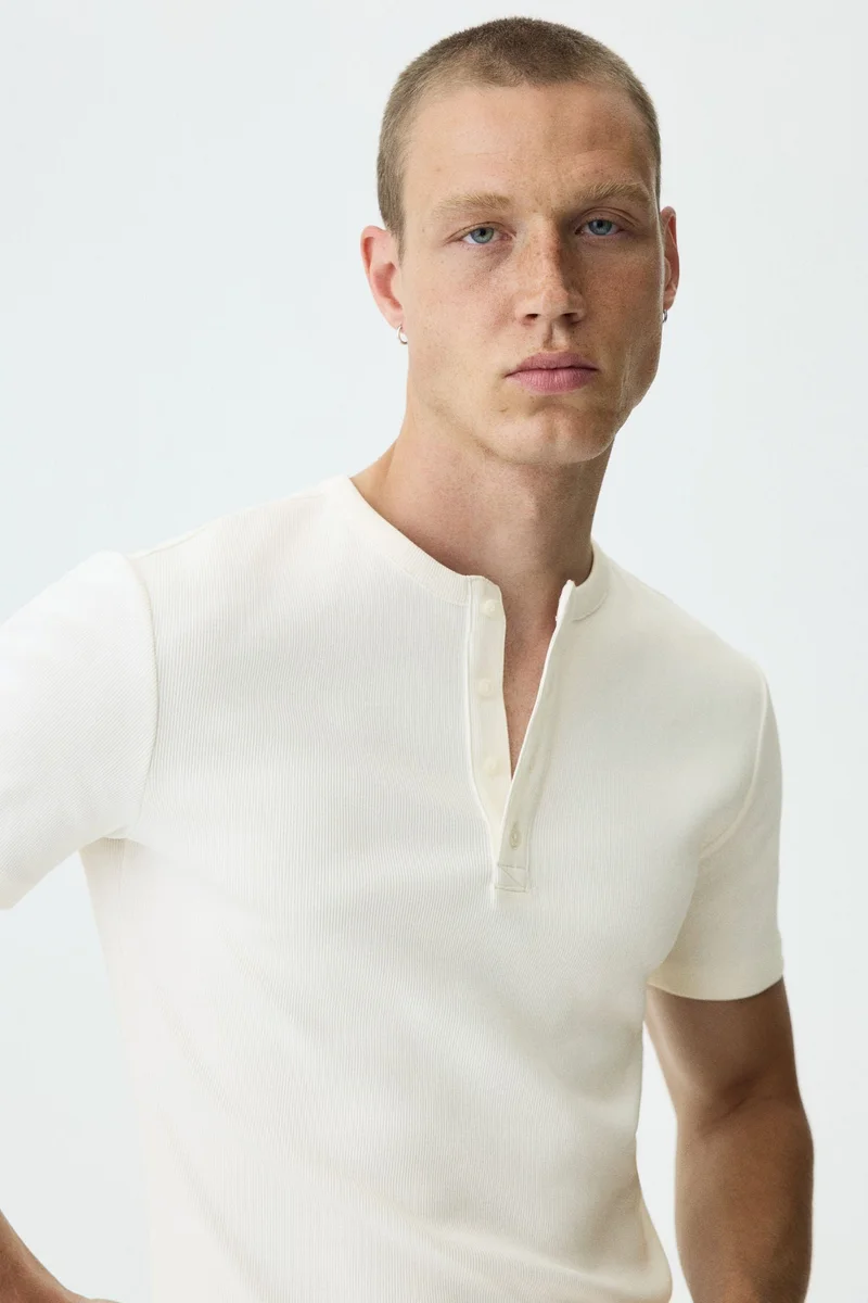 H&M  Slim Fit Henley top for Men | Best Price UAE